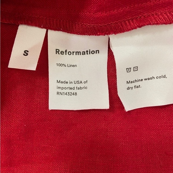 REFORMATION Red Linen Top - Picture 3 of 6